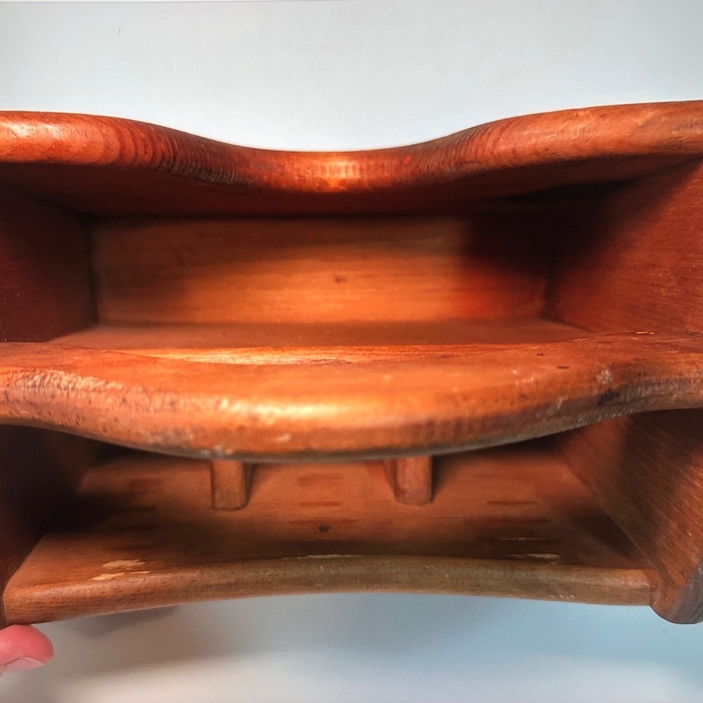 Folk Art Hand-Painted Wooden Carry Caddy with Children Motif - Picture 8 of 10